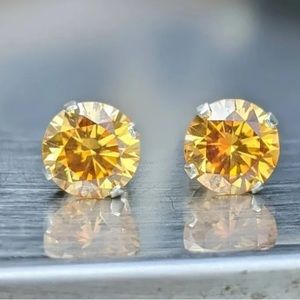 Citrine & 9.25 Sterling Silver Stud Earrings